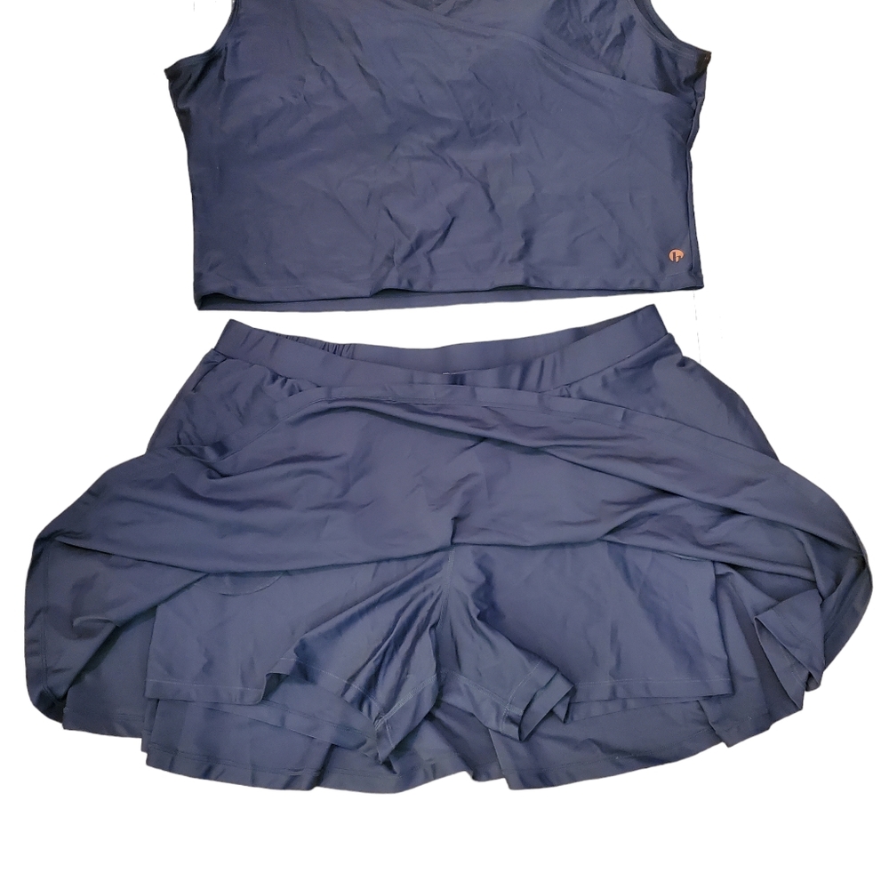 Honey Mark Swim Suit 3XL Charcoal Grey Basil Wrap Top & Sugar Skort - Picture 8 of 15